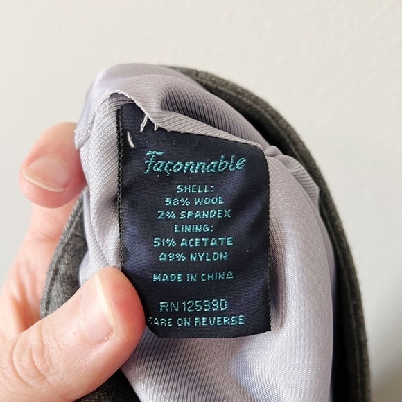 Falconnable Wool Pencil Suit Skirt Light Gray Size 2 Lined Professional Workwear - Picture 10 of 10